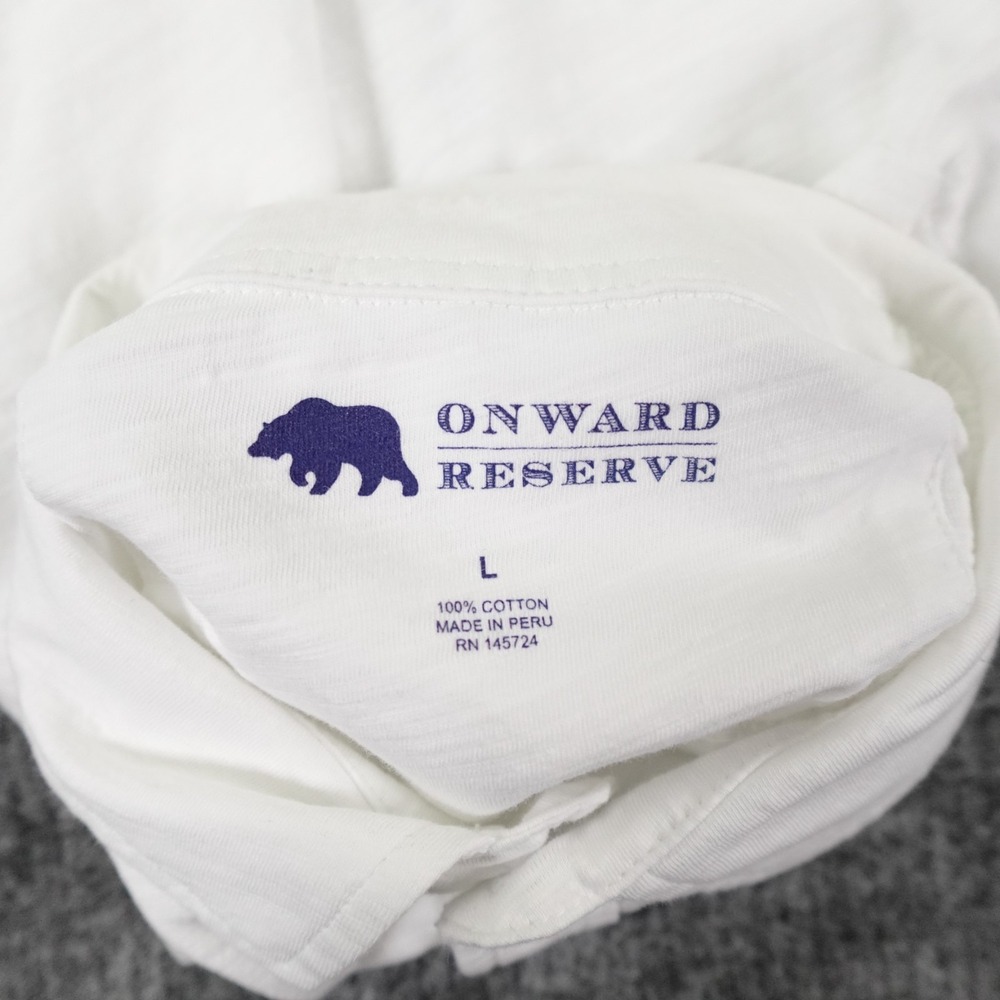 Onward Reserve Sunwashed Button Up Shirt Mens Large White Polo Textured Cotton - Picture 3 of 13
